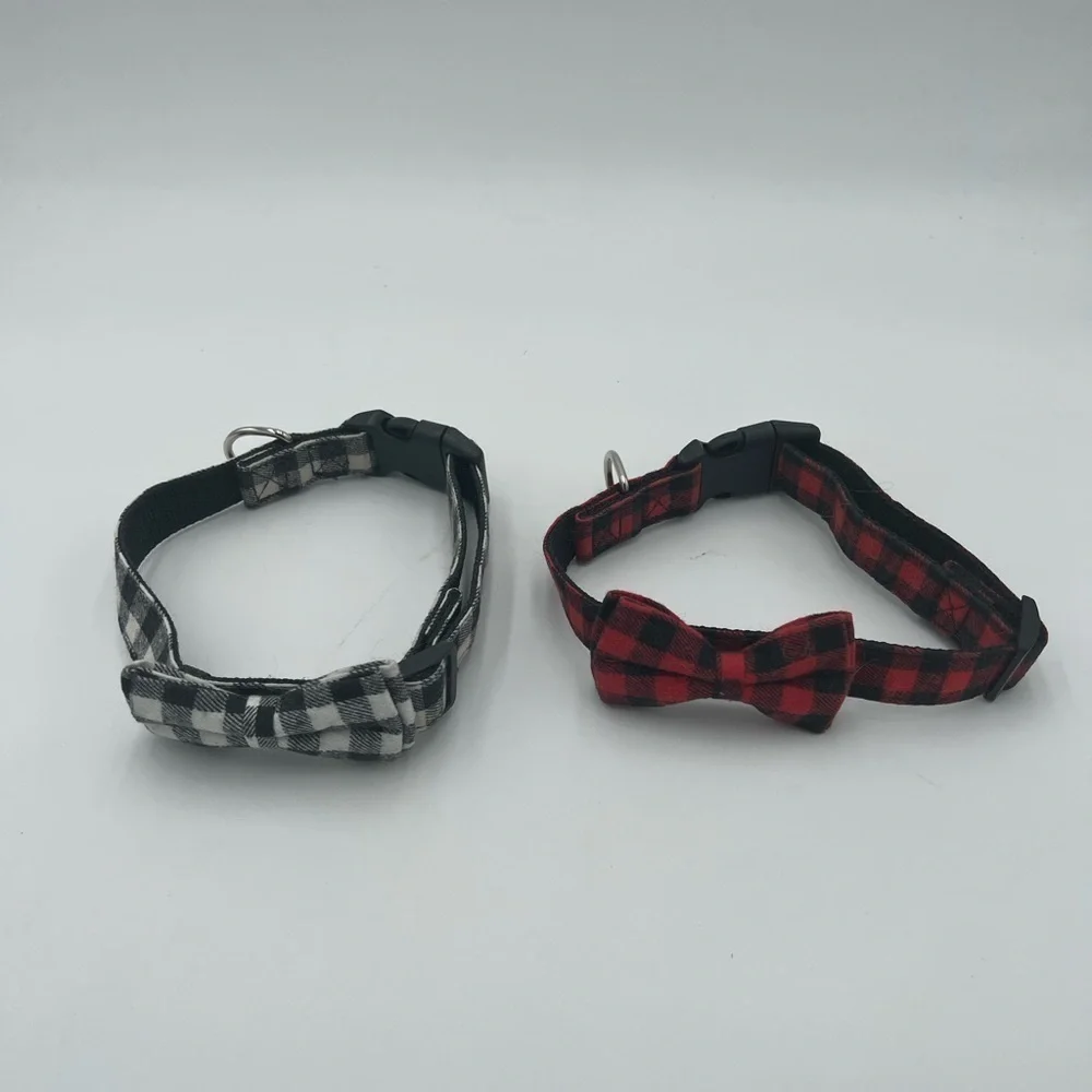 Adjustable Pet Collar Checker Bowknot Dog Collar NWOT
